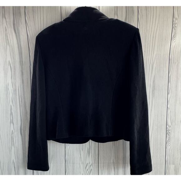 New St John Caviar Black Jacket Cropped Women’s Sparkle Button Flower Size 12 - Picture 4 of 10